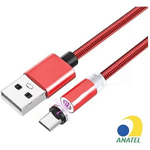 Cabo USB Magnetico MICRO USB/V8 TOPK 0123110210-VERMELHO