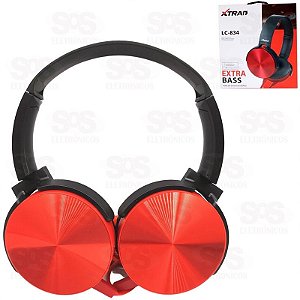 Headphone Estéreo Extra Bass Com Microfone XTRAD LC-834-Red