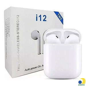 Fone De Ouvido Sem Fio Bluetooth 5.0 I12 Tws Touch Compatível Android IOS