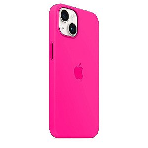 Capa de Silicone para Iphone 14 Plus - Rosa Neon