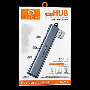 Hub USB 4 Portas H'maston ZHQ21 Extensor USB 2.0 de Alta Velocidade