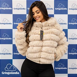 Casaco Feminino Premium Peluciado Quente e Elegante om Capuz TR-366