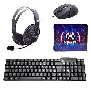 Kit Gamer Teclado Mouse Fone Mousepad 4 em 1 Mox MO-KM600