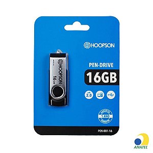 Pen Drive Hoopson 16GB Preto/Prata - PEN-001-16