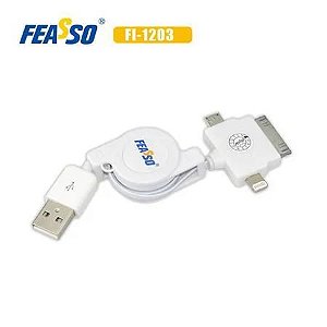 Cabo Multi -Plug Retratil FEASSO FI-1203