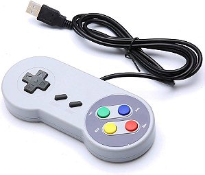 Controle Super. Nitendo Snes Usb Cor Cinza