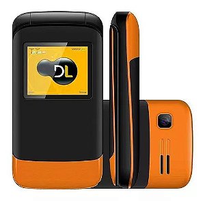 Celular Preto Com Laranja , Flip, Dual Chip, Tela de 1.8,Bateria de Longa Duração YC230-Semi Novo
