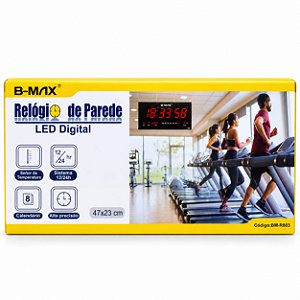 Relógio de Parede LED Digital B-MAX BM-R803 47x23cm