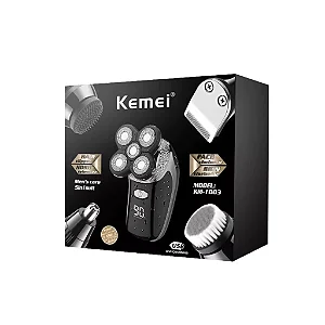 Barbeador Elétrico Recarregavel; 5 em 1 - KEMEI KM-1003