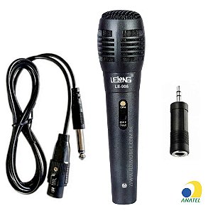 Microfone Profissional Le-905 Cabo P10 De Mão Com Fio 2,5 M