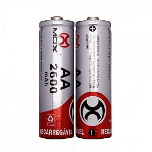 Pilha Recarregável AA 2600 MAH com 2 unidades MOX-MO-AA2600B2