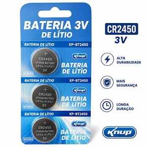 Bateria Lítio Knup CR2450 3V  KP-BT2450