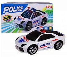 Carro Polícia Policial Bate e Volta com Som e Luz 3D Pilha 