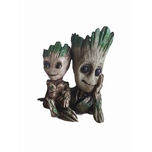 Estátua Geek Groot e Baby Groot Resina Colecionavel