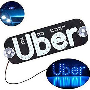 Placa Para Carro Led Letreiro Motorista De Aplicativo Uber Branca