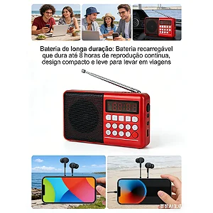 Rádio Retrô Portátil Bluetooth Com LED / TF / USB / FM Altomex JD-35