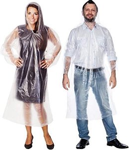 Capa de Chuva Descartavél Transparente Unissex