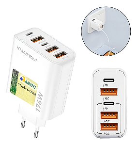 Fonte Carregador Turbo 176W / Saída 3 USB + 2 TYPE-C H'maston Y72-4