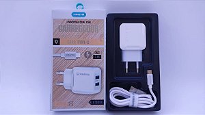 Kit Carregador  Type-c Dual USB Cabo 3.4 Kimaster-KT609X