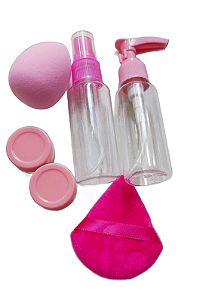 Kit de Esponja, Pote de Creme, Frasco Spray e Loção  MM5580