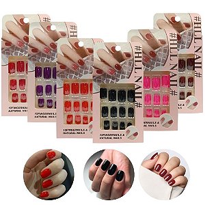 Unhas Postiças Curta Com Adesivos Autocolantes C/12 Unidades X-X