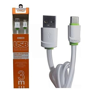 Cabo Usb-c Reforçado 3 Metros Carregamento Rápido KD-330C Kaidi
