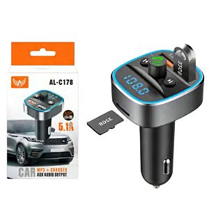 Transmissor FM Bluetooth Com SD E USB e Carregador Veicular Altomex AL-C178