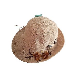 Chapéu Viseira De Praia Feminino Com Cordão E Bordado Floral - S-0911
