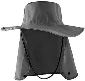 Chapéu Australiano Com Proteção De Pescoço Cor Cinza Liso Tamanho G CAPP-CC