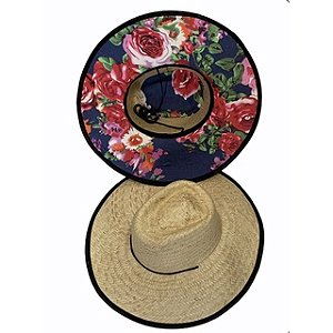 Chapéu De Praia Estampado Palha Natural Com Forro Cores Diversas CPECD-1000