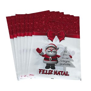 Sacola Boca De Palhaço De Presentes  Metalizada Feliz Natal 30 X 40 FELIZ-NATAL