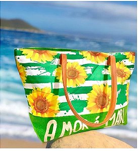 Bolsa Praia de Tecido Colorido com Letras Sol e Praia  WX-8226C