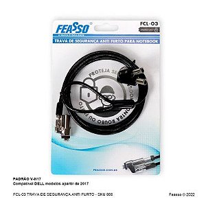Trava De Segurança Anti Furto Para Notebook Feasso - FCL-03