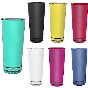 Copo Térmico 420ml com Alto Falante Bluetooth Led Tampa Abridor Cerveja - G3-17974