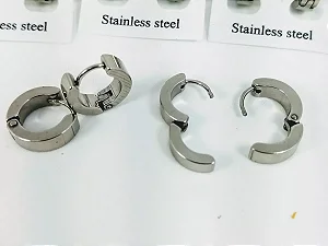 Brinco Masculino Argola Prata Aço Inox BMP-010