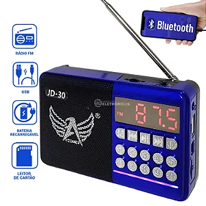 Rádio Portátil Bluetooth Com LED JD-30
