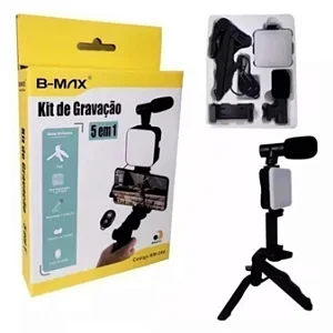 Kit De gravação 5 Em 1 Vídeo tripé Led Suporte Celular Selfie BM-244