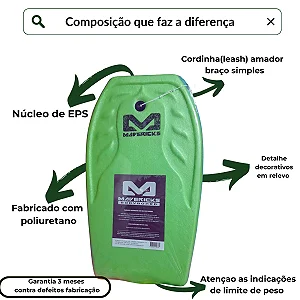 Prancha Surf BodyBoard Maverick C/Leash Praia ou Piscina MED