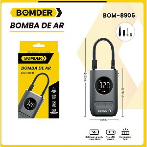 Bomba Car Air Pump Portátil, sem Fio, Recarregável BOM-8905