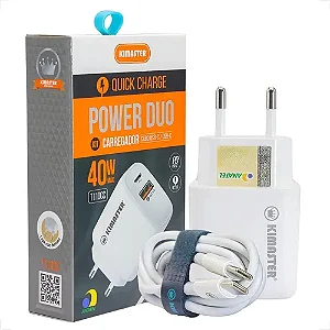 Kit Carregador Turbo + PD Com Cabo USB-C/USB-C T110CC