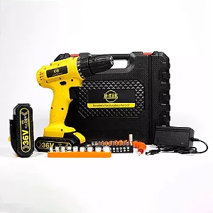 Furadeira Parafusadeira / Kit Com 24 Peças / 2 Baterias 36V Recarregável BM-DZ01