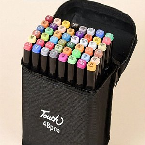 Conjunto 48 Canetas Cores permanentes Marcador Ponta Dupla 48PCS