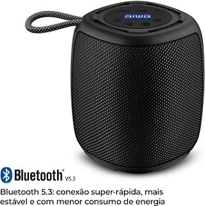 Caixa de Som AIWA Speaker, 15W, Bluetooth IPX4, RGB - AWS-SP-03-B Preto