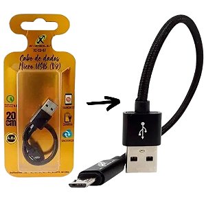 Cabo Usb V8 20cm Em Malha 4.0 Quick Charge X-Cell