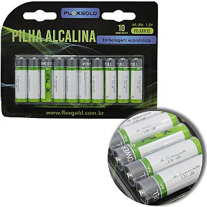 Pilha Alcalina, Flex, Pequena AA, Blister com 10