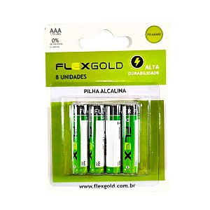 Cartela De Pilhas Alcalina AA 8 Unidades FK-AAK8 Flexgold