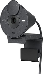 Webcam Logitech Brio 300 Full HD, 1080p, 30 FPS, USB-C, Microfone Integrado Grafite