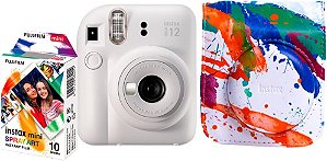 Kit Câmera Instax Mini 12 com pack 10 fotos Spray Art e Bolsa Branco 705071843