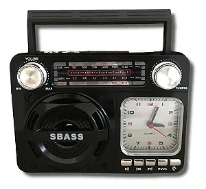 Rádio Relógio Retro Bluetooth Usb Portátil 127/220v  Altomex AD-135