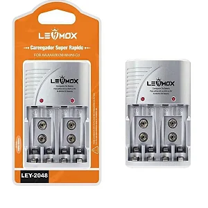 Carregador De Pilhas E Baterias Super Rapido Bivolt  Lemox LEY-2048 - Prata